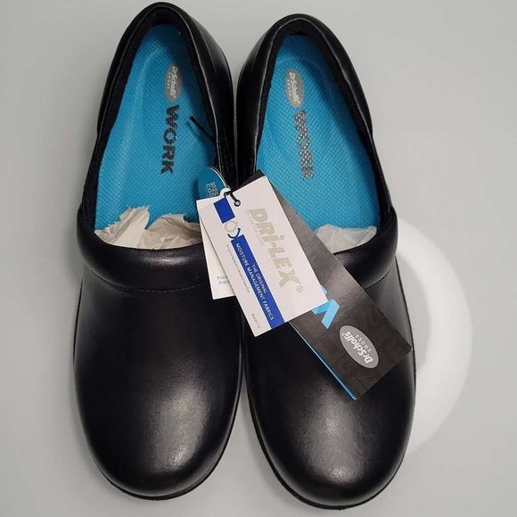 Dr. Scholl's Shoes - Dr. Scholl's NWT Women's Black Leather Dynamo Slip Resistant Safety Clogs Size 9